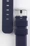 Buckle and adjustment holes of Bonetto Cinturini 317 rubbr watch strap in dark blue
