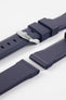 Lug and Tail end of Bonetto Centurini 317 rubber watch in dark blue with logo embossed brushed stainless steel buckle