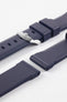 Lug and Tail end of Bonetto Centurini 317 rubber watch in dark blue with logo embossed polished stainless steel buckle