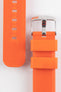 Buckle and adjustment holes of orange bonetto cinturini 317 rubber watch strap 