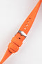 Orange bonetto cinturini rubber watch strap buckled and twisted to show flexibility