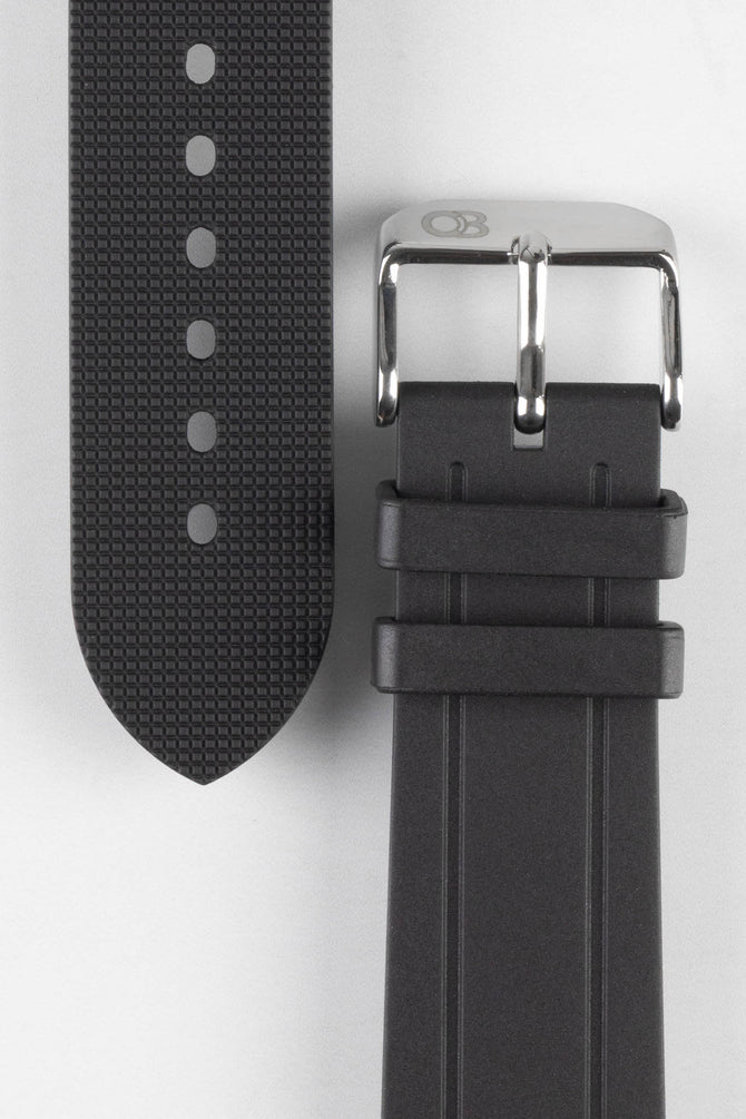 Black Bonetto cinturini 319 rubber watch strap Buckle and adjustment holes 