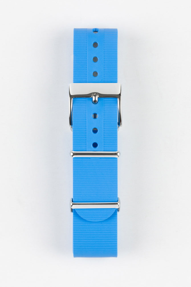 Azure light blue Bonetto Cinturini 328 rubber one piece watch strap