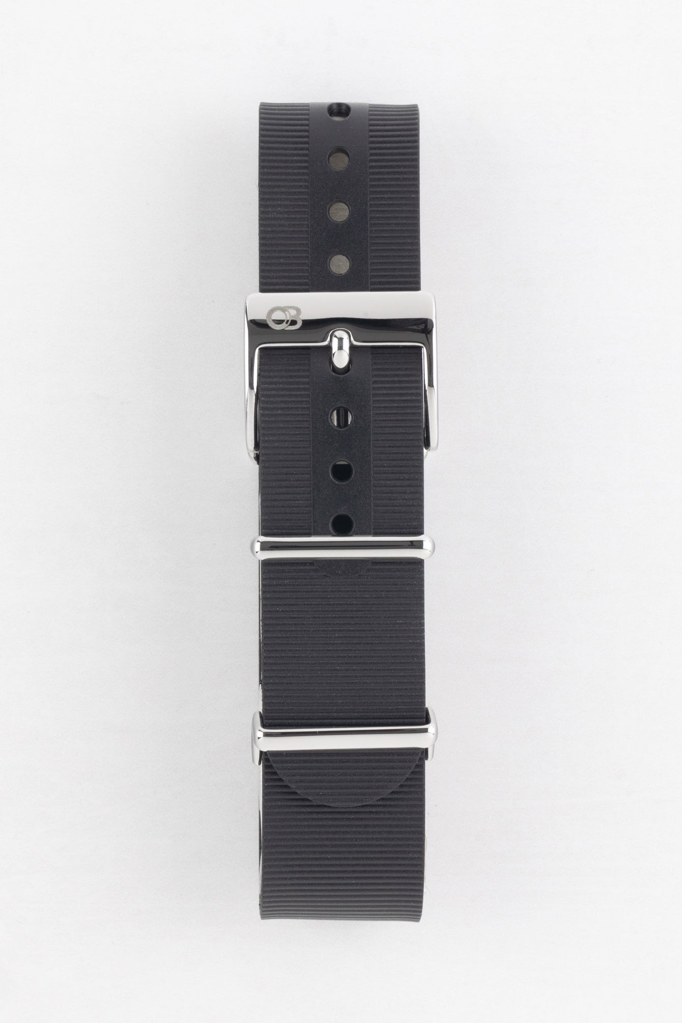 Black Bonetto Cinturini 328 Rubber once piece buckled with embossed logo polished buckle