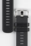 Buckle and adjustment holes of black bonetto cinturini 330 rubber watch strap