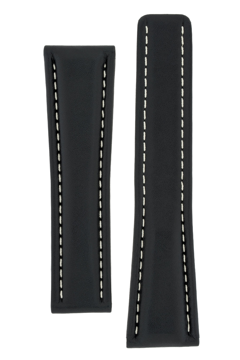 Breitling-Style Calfskin Deployment Watch Strap in Black