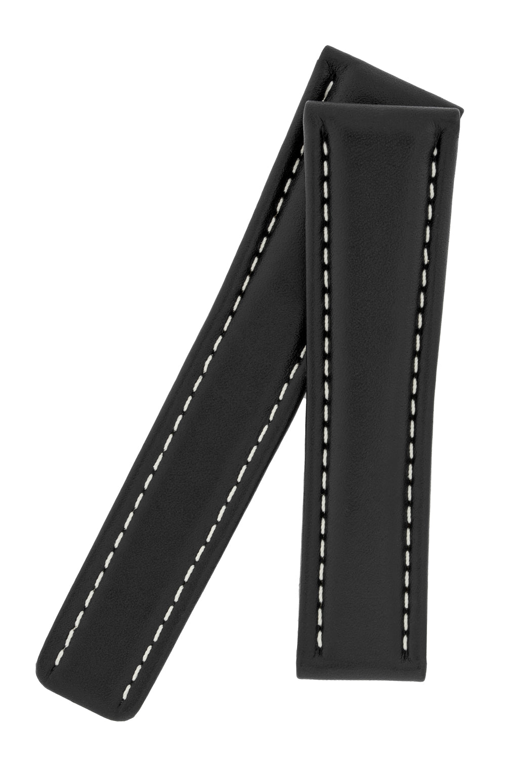 Breitling-Style Calfskin Deployment Watch Strap in Black