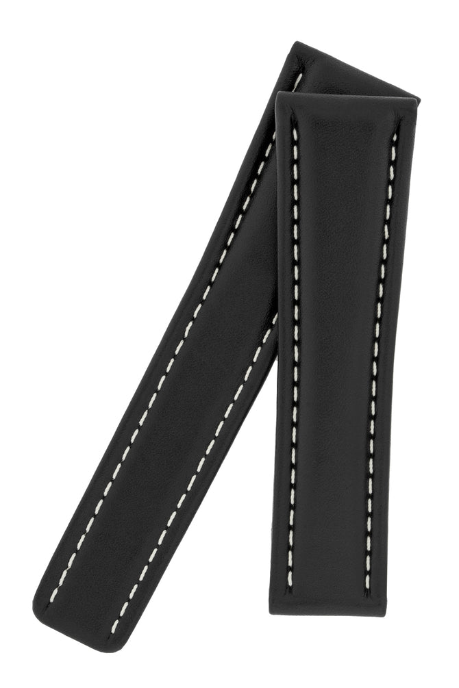 Breitling-Style Calfskin Deployment Watch Strap in Black
