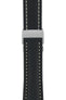 Breitling-Style Calfskin Deployment Watch Strap in Black (with Polished Silver Deployment Clasp)