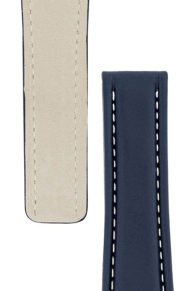 Breitling-Style Calfskin Deployment Watch Strap in Blue (Tapers)