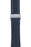 Breitling-Style Calfskin Deployment Watch Strap in Blue (with Brushed Silver Deployment Clasp)