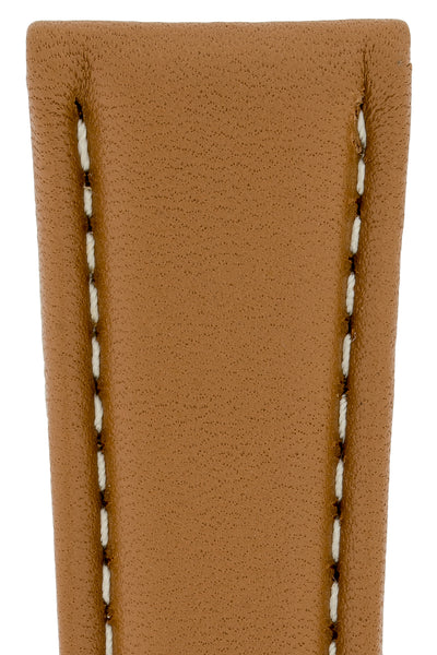 Breitling-Style Calfskin Deployment Watch Strap in Caramel Brown (Detail)