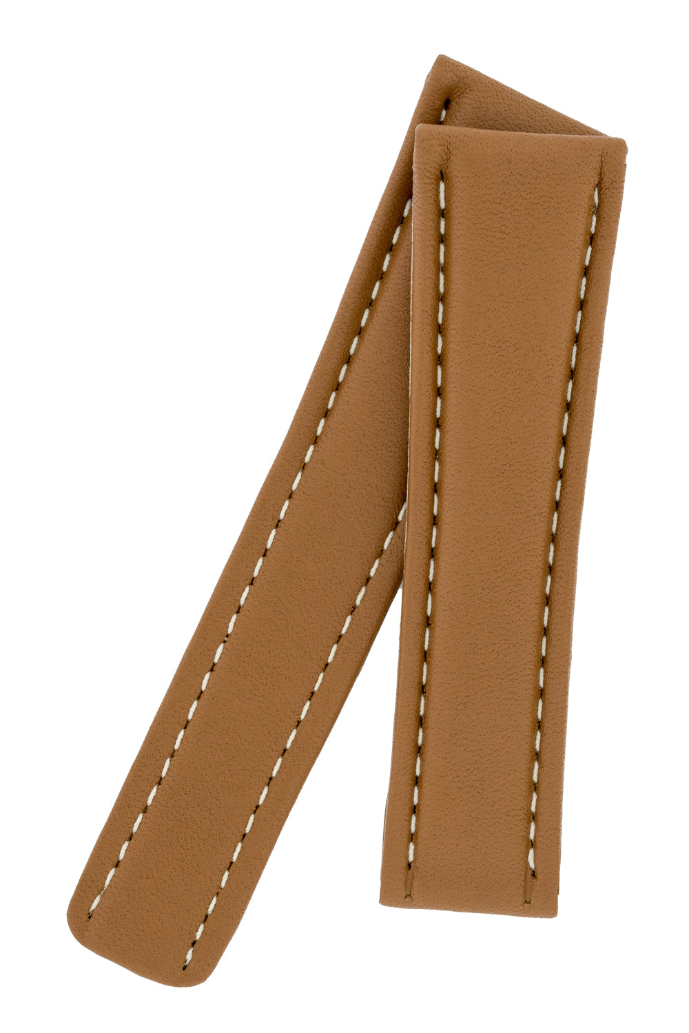 Breitling-Style Calfskin Deployment Watch Strap in Caramel Brown