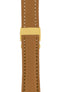 Breitling-Style Calfskin Deployment Watch Strap in Caramel Brown (with Polished Gold Deployment Clasp)