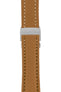 Breitling-Style Calfskin Deployment Watch Strap in Caramel Brown (with Polished Silver Deployment Clasp)