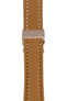 Breitling-Style Calfskin Deployment Watch Strap in Caramel Brown (with Polished Rose Gold Deployment Clasp)