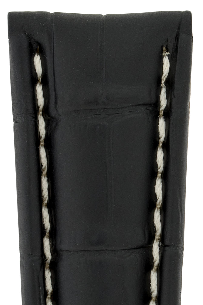 Breitling-Style Alligator-Embossed Deployment Watch Strap in Black (Detail)
