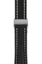 Breitling-Style Alligator-Embossed Deployment Watch Strap in Black (with Brushed Silver Deployment Clasp)