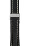Breitling-Style Alligator-Embossed Deployment Watch Strap in Black (with Polished Silver Deployment Clasp)