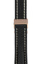 Breitling-Style Alligator-Embossed Deployment Watch Strap in Black (with Polished Rose Gold Deployment Clasp)