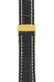 Breitling-Style Alligator-Embossed Deployment Watch Strap in Blue (with Polished Gold Deployment Clasp)
