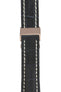 Breitling-Style Alligator-Embossed Deployment Watch Strap in Blue (with Polished Rose Gold Deployment Clasp)