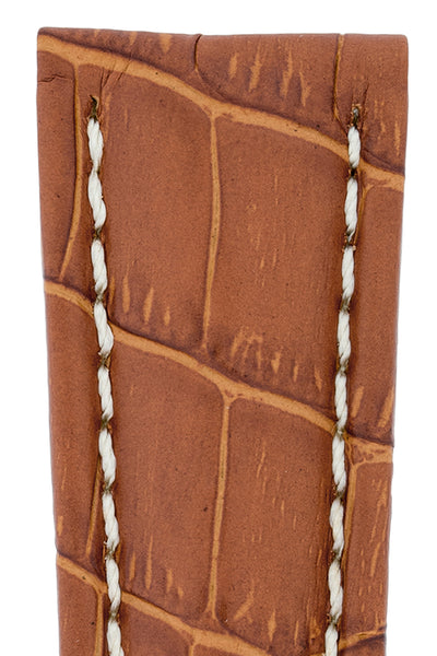 Breitling-Style Alligator-Embossed Deployment Watch Strap in Brown (Detail)