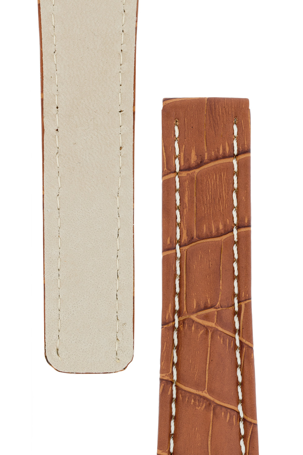 Breitling-Style Alligator-Embossed Deployment Watch Strap in Brown (Tapers)
