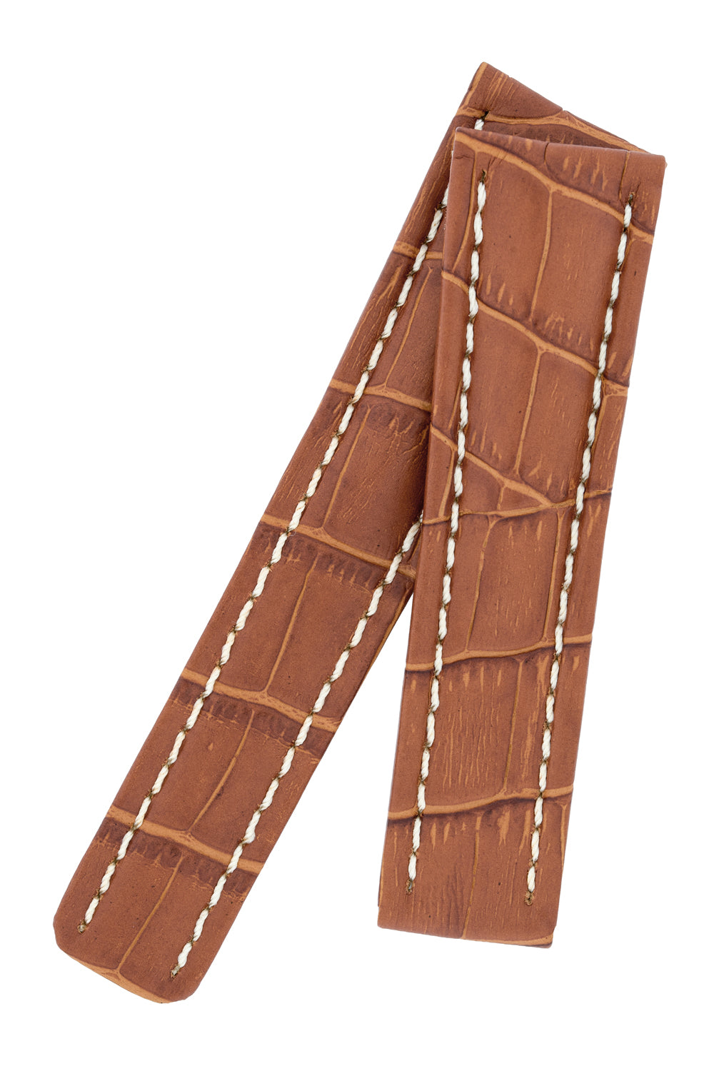 Breitling-Style Alligator-Embossed Deployment Watch Strap in Brown