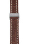 Breitling-Style Alligator-Embossed Deployment Watch Strap in Tabac Brown (with Brushed Silver Deployment Clasp)