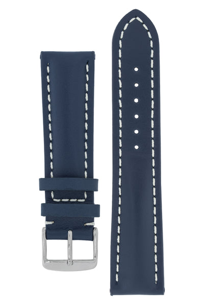 Breitling-Style Calfskin Leather Watch Strap and Buckle in Blue