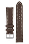 Breitling-Style Calfskin Leather Watch Strap and Buckle in Chocolate Brown