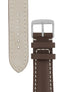 Breitling-Style Calfskin Leather Watch Strap and Buckle in Chocolate Brown (Tapers)