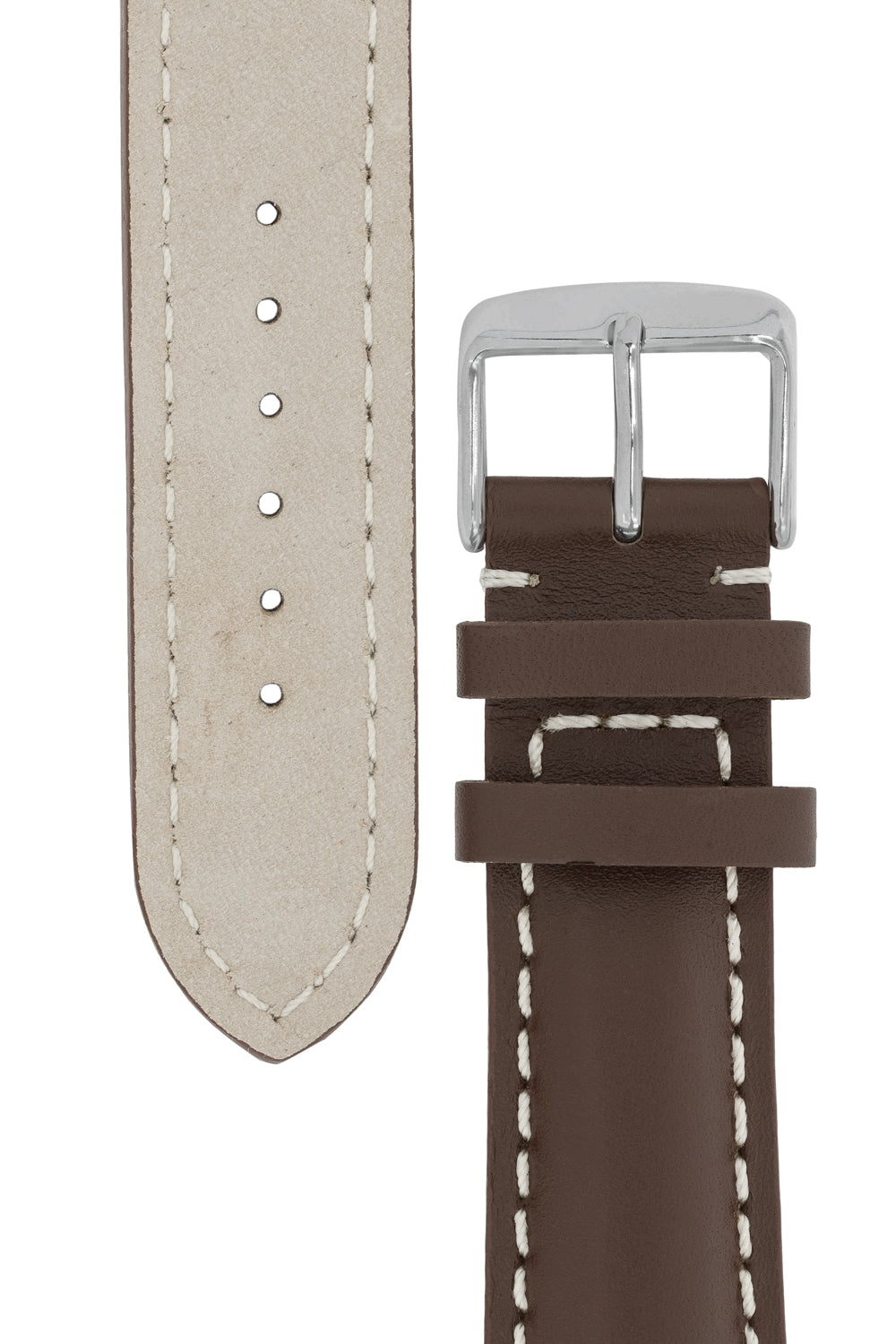 Breitling-Style Calfskin Leather Watch Strap and Buckle in Chocolate Brown (Tapers)