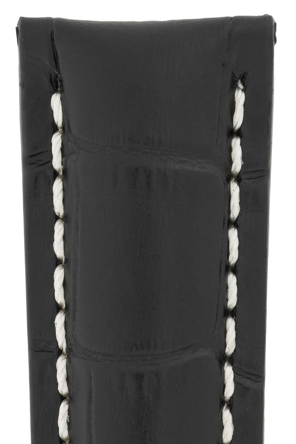 Breitling-Style Alligator-Embossed Watch Strap and Buckle in Black (Detail)