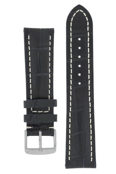 Breitling-Style Alligator-Embossed Watch Strap and Buckle in Blue