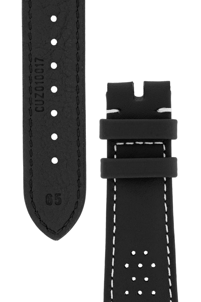 OMEGA Seamaster Olympic Perforated Leather Strap in Black with White stitch