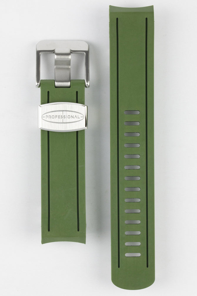 Crafter Blue CB02 Green Rubber Watch Strap for seiko sumo with brushed stainless steel buckle and keeper