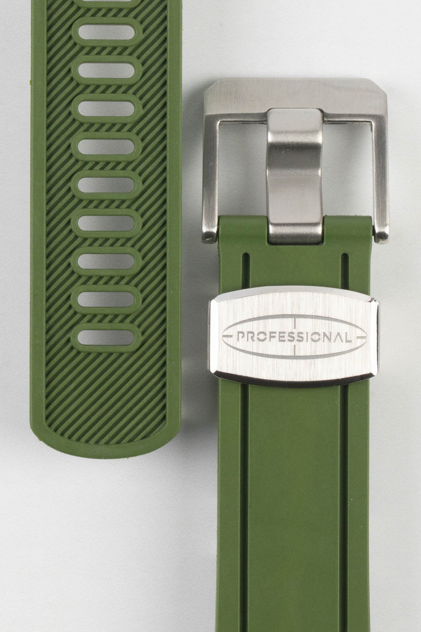 CRAFTER BLUE CB05 Rubber Watch Strap for Seiko SKX Series – GREEN with Steel Keeper