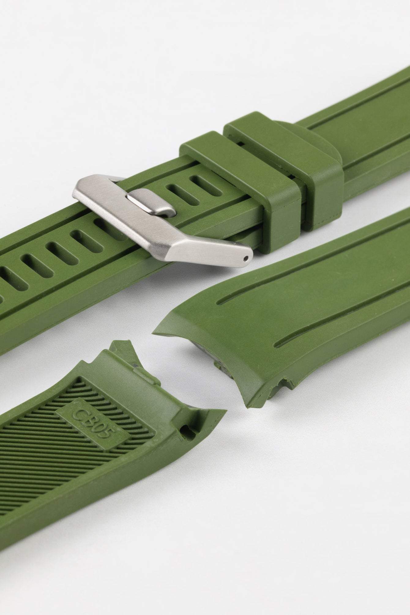 CRAFTER BLUE CB05 Rubber Watch Strap for Seiko SKX Series – GREEN with Steel Keeper