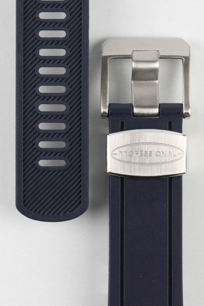 CRAFTER BLUE CB05 Rubber Watch Strap for Seiko SKX Series – NAVY BLUE with Steel Keeper