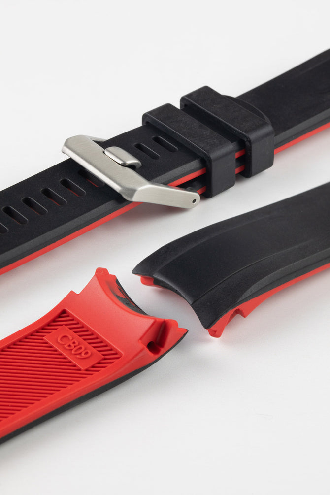 CRAFTER BLUE CB09 Rubber Watch Strap for Seiko "New" Samurai Series – BLACK & RED