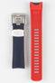Crafter Blue CB09 Rubber watch strap for seiko samurai series in navy overlayer and red underlayer with brushed stainless steel buckle and embossed keeper