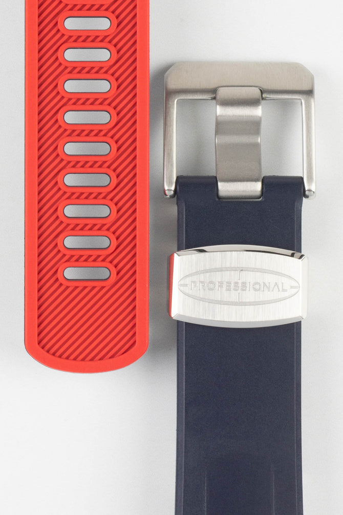CRAFTER BLUE CB09 Rubber Watch Strap for Seiko "New" Samurai Series – NAVY & RED