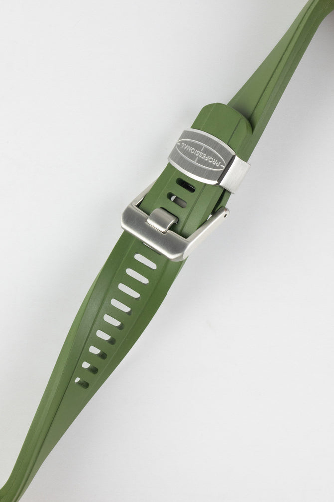 CRAFTER BLUE CB10 Rubber Watch Strap for Seiko SKX Series – GREEN with Rubber & Steel Keepers