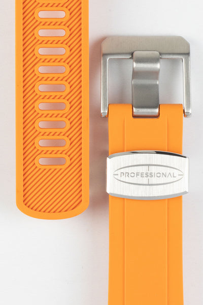 CRAFTER BLUE CB10 Rubber Watch Strap for Seiko 5 Sports Series – ORANGE with Rubber & Steel Keepers