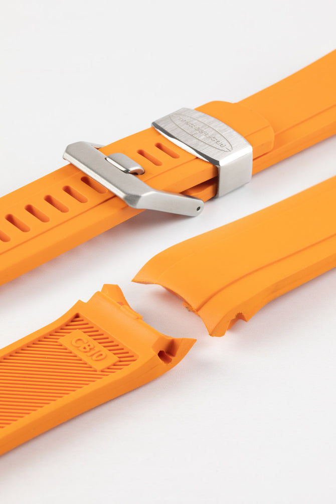 CRAFTER BLUE CB10 Rubber Watch Strap for Seiko SKX Series – ORANGE with Rubber & Steel Keepers