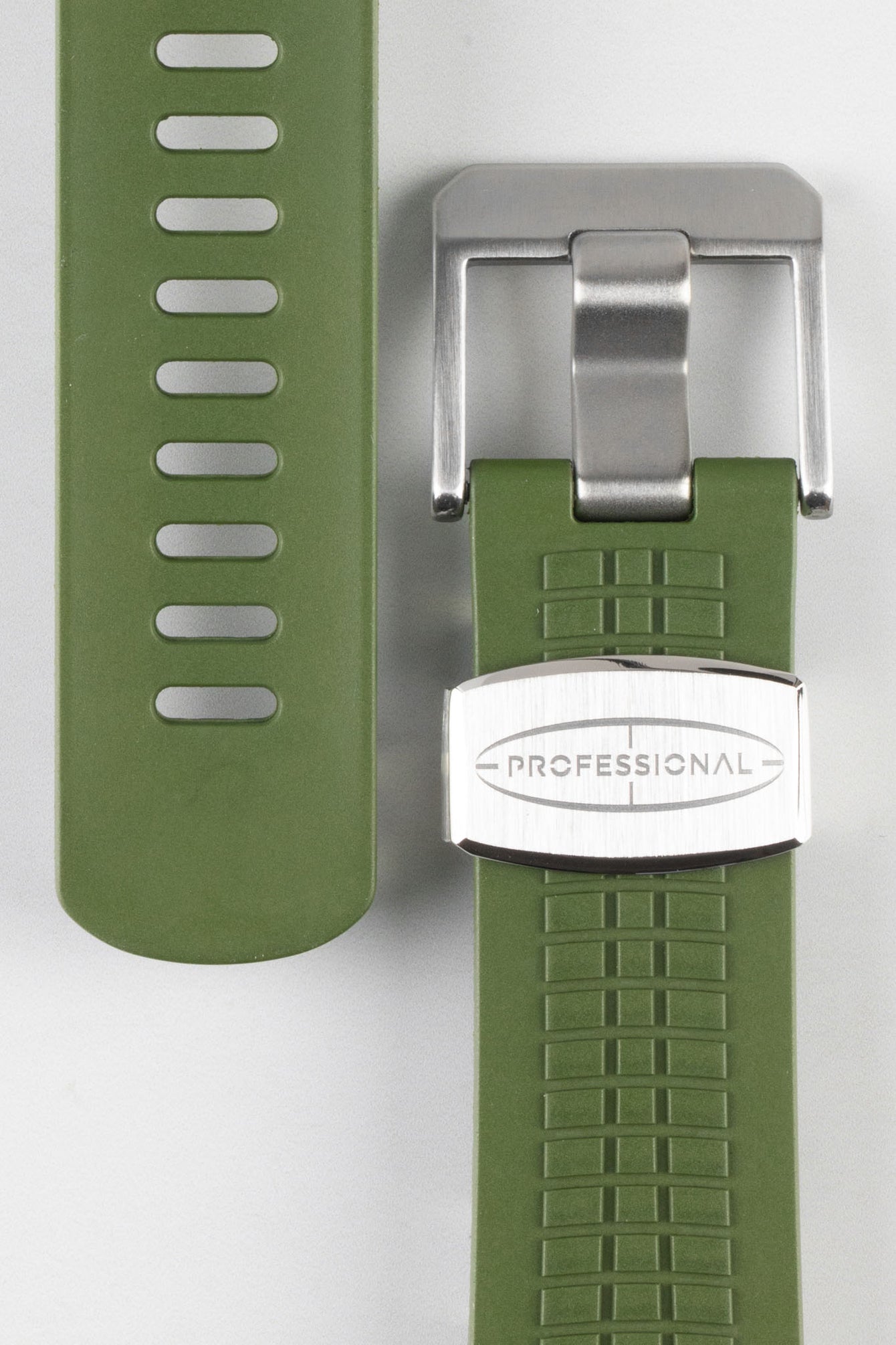 green rubber watch strap 