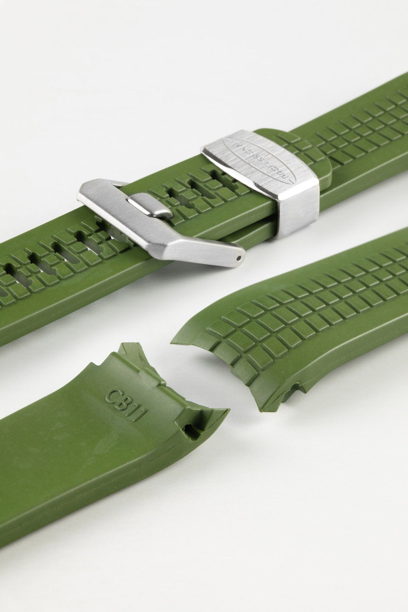 green rubber watch strap 