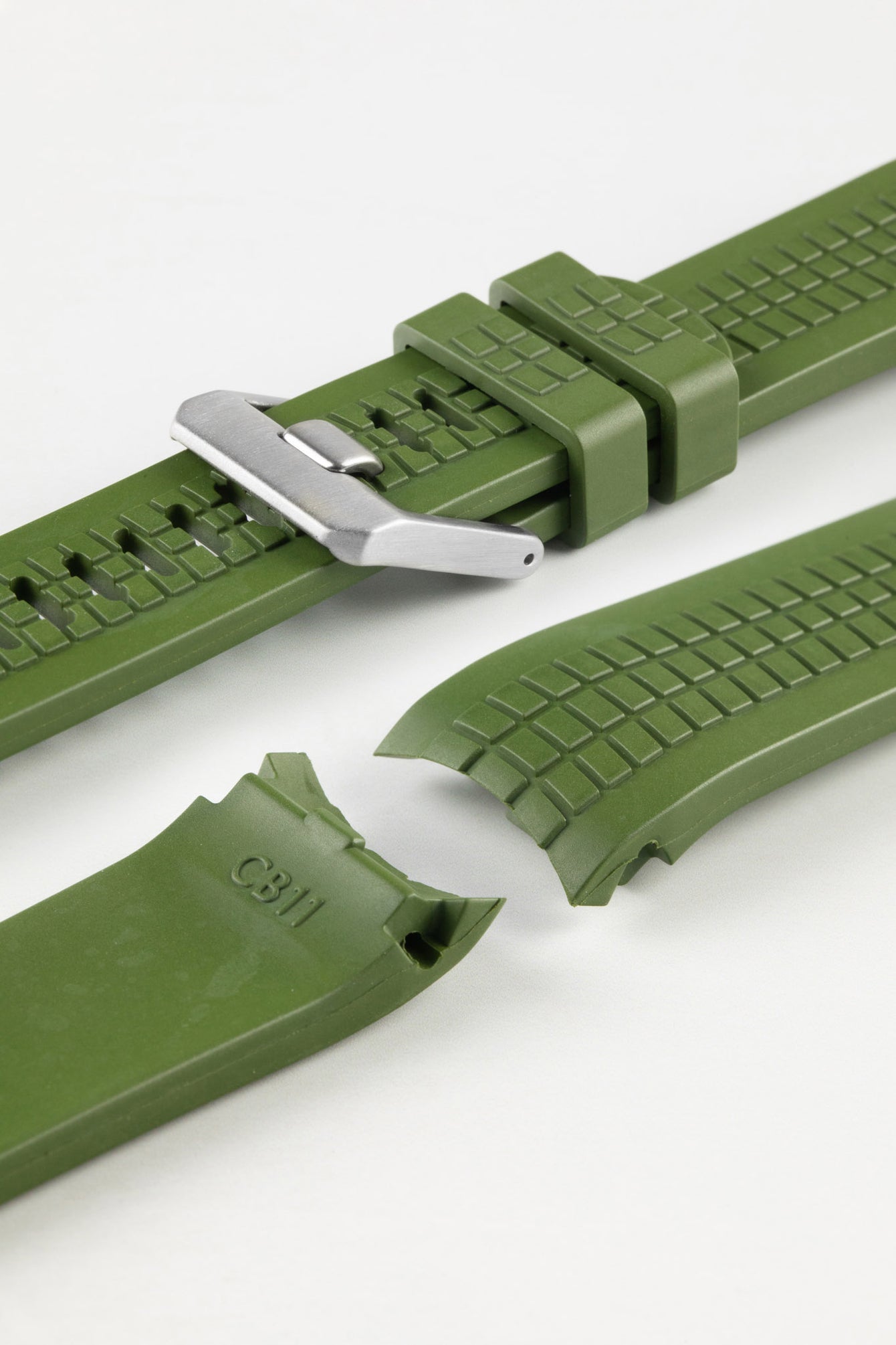 green rubber watch strap 
